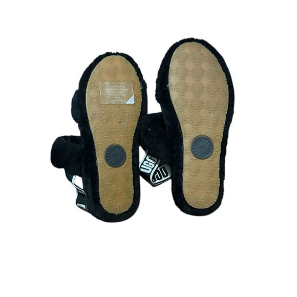 VERY NICE UGG Fluff Oh Yeah Slide black Sheepskin Slipper Shoes Women's Size 9 G - Picture 10 of 10